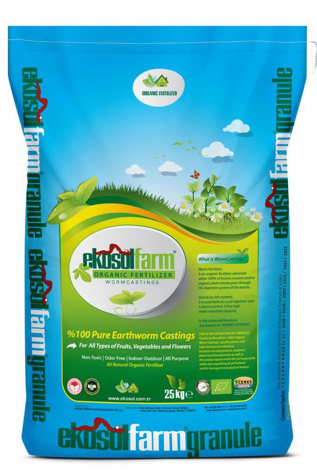 Ekosolfarm Solucan Solucan Organik Toprak Katı Gübre 25 kg