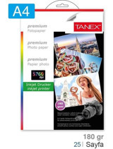 Tanex A4 Fotoğraf Kağıdı 180 gr 1 Paket 25 Adet