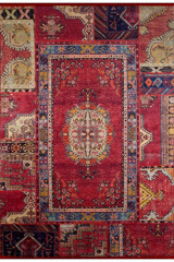 halinet Kırmızı Patchwork Dijital Baskı Halı 80 x 150 Beden