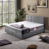 Setay Viyana İkili Set Çift Kişilik Baza Başlık - Gri - 140 x 190 cm