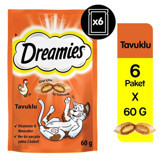 Dreamies Vitaminler & Mineraller Tavuklu Yetişkin Kedi Ödül Maması 6x60 gr