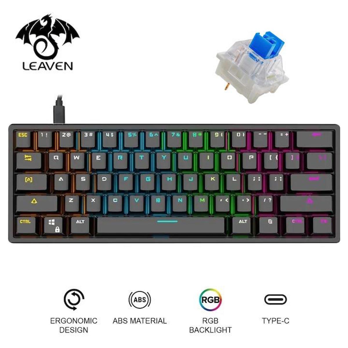 Valkyrie Leaven K870 Q RGB Blue Switch Siyah Mekanik Gaming Klavye
