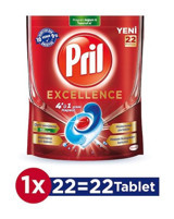 Pril Excellence 4'ü 1 Arada Tablet Bulaşık Makinesi Deterjanı 22 Adet