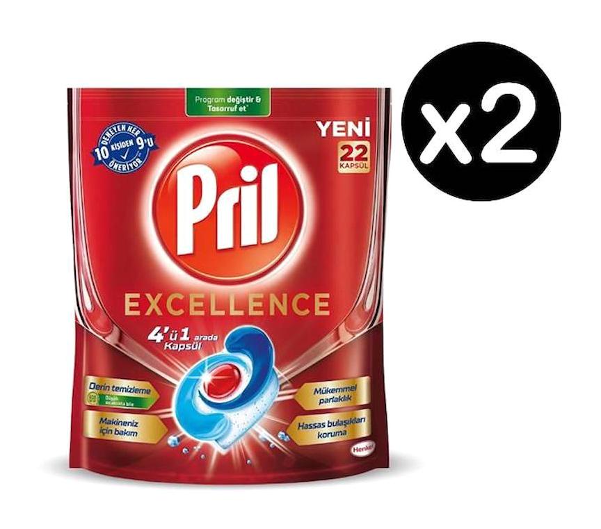 Pril Excellence 4'ü 1 Arada Tablet Bulaşık Makinesi Deterjanı 2x22 Adet