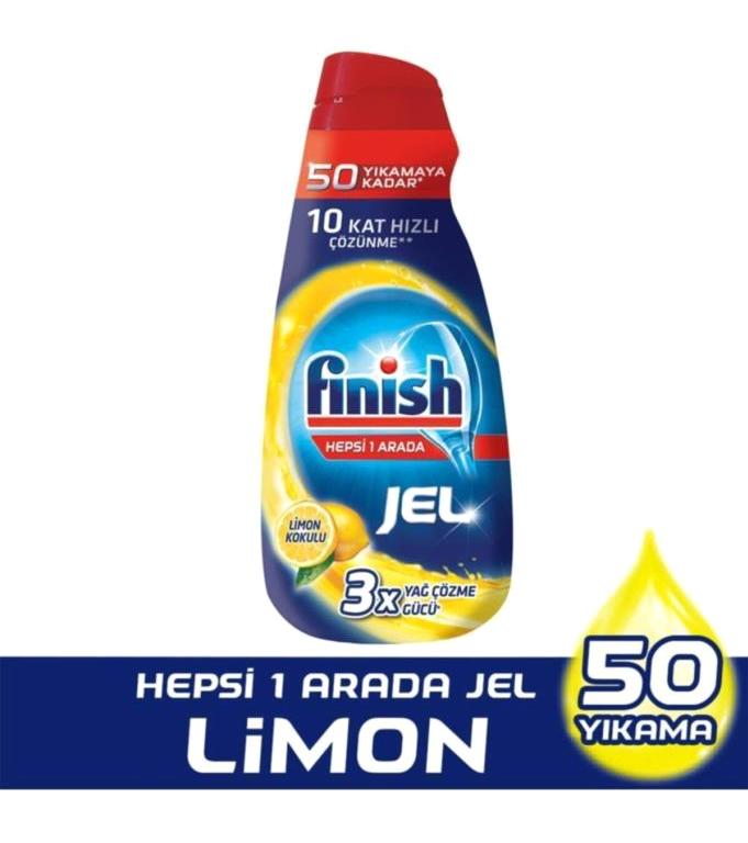 Finish Hepsi 1 Arada Konsantre Limon Jel Bulaşık Makinesi Deterjanı 1000 ml
