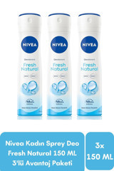 Nivea Fresh Natural Sprey Kadın Deodorant 3x150 ml
