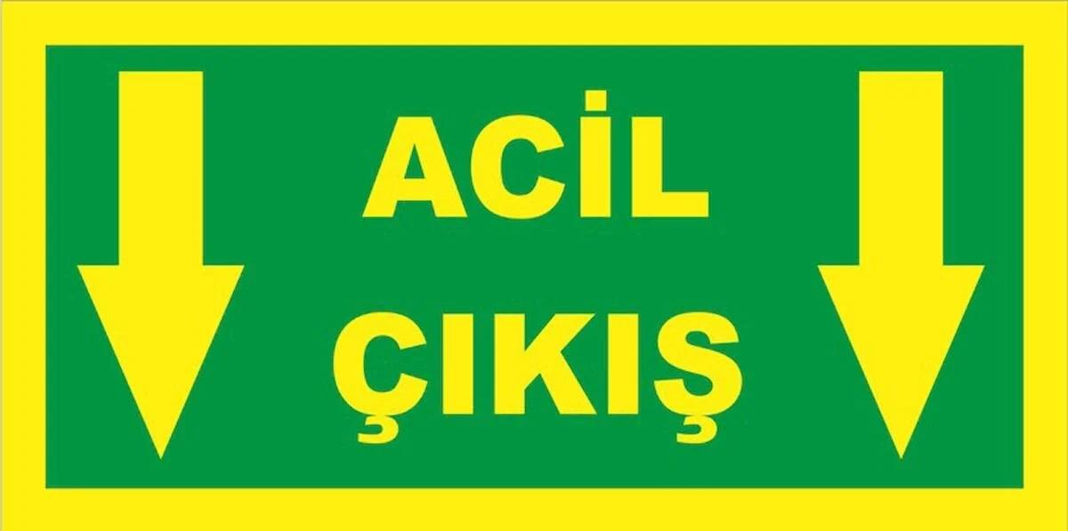 BAYSAN YANGIN Fosforlu Fotolümen Levha Acil Çıkış Yönlendirme Aşağı Ok 12x24 cm