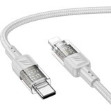 Hoco U129 Transparan Type-C To Lightning Data ve Şarj Kablosu 1M-(5775) - MCT6397-8728 - Renkli - Gri