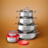 Emsan Emirgan Xl 13 Parça Saklama Kaplı Çelik Tencere Seti Gümüş