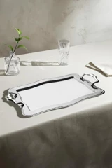 Nehir Zincir Sade Çelik Çay Tepsi