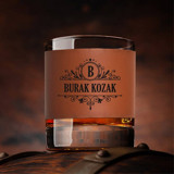 Hediyemen Dosta Hediyelik Taba Deri Kaplama Viski Bardağı