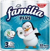 Familia Plus Hindistan Cevizi Özlü 3 Katlı 32'li Rulo Tuvalet Kağıdı