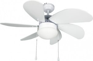 Taflan L36009 Işıklı Ahşap 6 Kanatlı Beyaz Tavan Vantilatörü