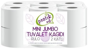 Pratiksoft Mini 2 Katlı 12'li Rulo Jumbo Tuvalet Kağıdı