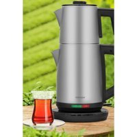 Goldmaster Akasya Çelik Demlikli 2200 W Işıklı Çelik Gövdeli Antrasit Çay Makinesi