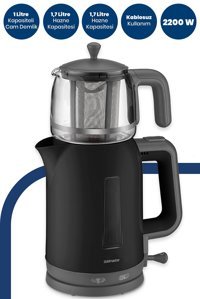 Goldmaster IN-6301 TeaMaster Cam Demlikli 2200 W Plastik Gövdeli Siyah Vintage Çay Makinesi