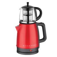 Bernardo Ruby BRND-5841 Cam Demlikli 2000 W Çelik Gövdeli Kırmızı Vintage Çay Makinesi