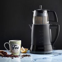 Schafer Teefan Cam Demlikli 1650 W Plastik Gövdeli Siyah Vintage Çay Makinesi