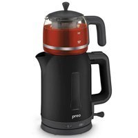 Preo PTM01 Cam Demlikli 2200 W Plastik Gövdeli Siyah Vintage Çay Makinesi