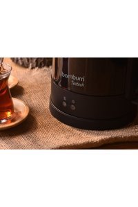 Bambum Teatech Çelik Demlikli 1800 W Çelik Gövdeli Siyah Vintage Çay Makinesi