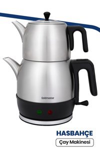 Goldmaster IN-6331 Hasbahçe XL Çelik Demlikli 1900 W Çelik Gövdeli İnox Vintage Çay Makinesi