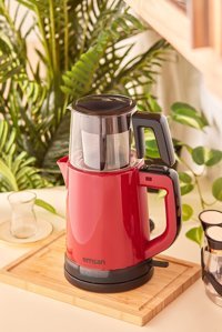 Emsan Handy Pro Cam Demlikli 1800 W Plastik Gövdeli Kırmızı Çay Makinesi