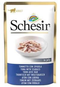 Schesir Pouch Levrekli Ton Balıklı Yetişkin Yaş Kedi Maması 85 gr