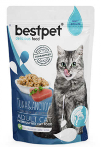 Bestpet Adult Jelly Hamsili Ton Balıklı Jöleli Yetişkin Yaş Kedi Maması 85 gr
