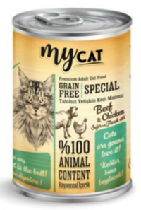 Mycat Tahılsız Sığır Etli Tavuklu Yetişkin Yaş Kedi Maması 415 gr