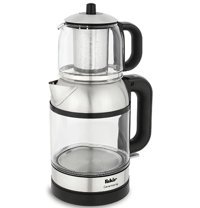 Fakir Ceremony Cam Demlikli 1800 W Işıklı Cam Gövdeli Siyah Vintage Çay Makinesi