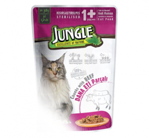 Jungle Pouch Sterilised Kısırlaştırılmış Dana Etli Jöleli Yetişkin Yaş Kedi Maması 100 gr