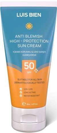Luis Bien Anti ve Blemish High ve Protection Renksiz 50 Faktör Tüm Ciltler İçin Leke Karşıtı Yağlı Suya Dayanıklı Yüz Güneş Kremi 50 ml