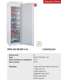 Franke FSFD 330 NR ENF V 7 Çekmeceli A+ Enerji Sınıfı 235 lt Dikey Solo Derin Dondurucu Beyaz