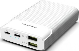 Pineng PN-986 10000 mAh Hızlı Şarj USB & Type C Çoklu Kablolu Powerbank Beyaz