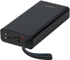 Sunix PB-11 30000 mAh Hızlı Şarj Işıklı Dijital Göstergeli Lightning Çoklu Kablolu Powerbank Siyah