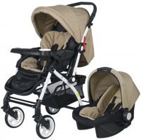 4 Baby Active AB 450 Çift Yönlü Katlanabilir 360 Derece Dönen Tam Yatar Kabin Tipi Travel Sistem Bebek Arabası Bej