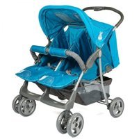 Crystal Baby CB-235 Twin Katlanabilir Tek Elle Kapanan 360 Derece Dönen Tam Yatar Puset Bebek Arabası Mavi