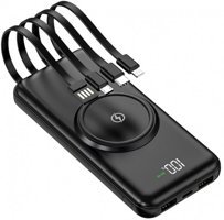 Sprange SR-P13W 16000 mAh Hızlı Şarj Dijital Göstergeli USB & Type C Çoklu Kablolu Powerbank Siyah