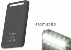 S-link Swapp 8000 mAh Hızlı Şarj Işıklı Lightning Çoklu Kablolu Powerbank Gri