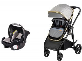 Baby Care BC-410 Elantra Chrome Çift Yönlü Katlanabilir Tek Elle Kapanan 360 Derece Dönen Tam Yatar Travel Sistem Bebek Arabası Gri
