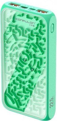 Konfulon A17Q 10000 mAh Hızlı Şarj USB & Type C Çoklu Kablolu Powerbank Yeşil