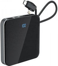 Konfulon A18 10000 mAh Hızlı Şarj Dijital Göstergeli USB & Type C Çoklu Kablolu Powerbank Siyah