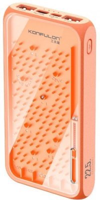 Konfulon A17Q 10000 mAh Hızlı Şarj USB & Type C Çoklu Kablolu Powerbank Turuncu