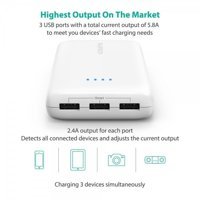 RAVPower Ace 22000 mAh Hızlı Şarj Micro USB Çoklu Kablolu Powerbank Beyaz