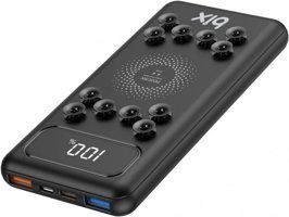 Bix PB103 10000 mAh Hızlı Şarj Dijital Göstergeli USB & Type C Çoklu Kablolu Powerbank Siyah