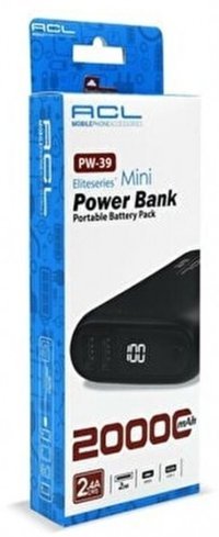ACL Eliteseries 20000 mAh Hızlı Şarj Dijital Göstergeli USB & Type C Çoklu Kablolu Powerbank Siyah