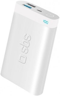 SBS 62234 8000 mAh Hızlı Şarj Dijital Göstergeli Micro USB Çoklu Kablolu Powerbank Beyaz