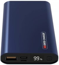 Swiss Charger 10000 mAh Hızlı Şarj Dijital Göstergeli USB & Type C Çoklu Kablolu Powerbank
