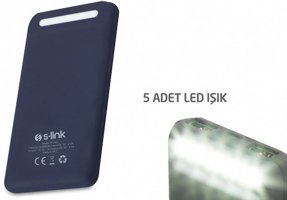 S-link Swapp 16000 mAh Hızlı Şarj Işıklı Lightning Çoklu Kablolu Powerbank Mavi