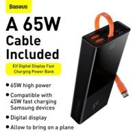 Baseus Elf 20000 mAh Hızlı Şarj Dijital Göstergeli USB & Type C Çoklu Kablolu Powerbank